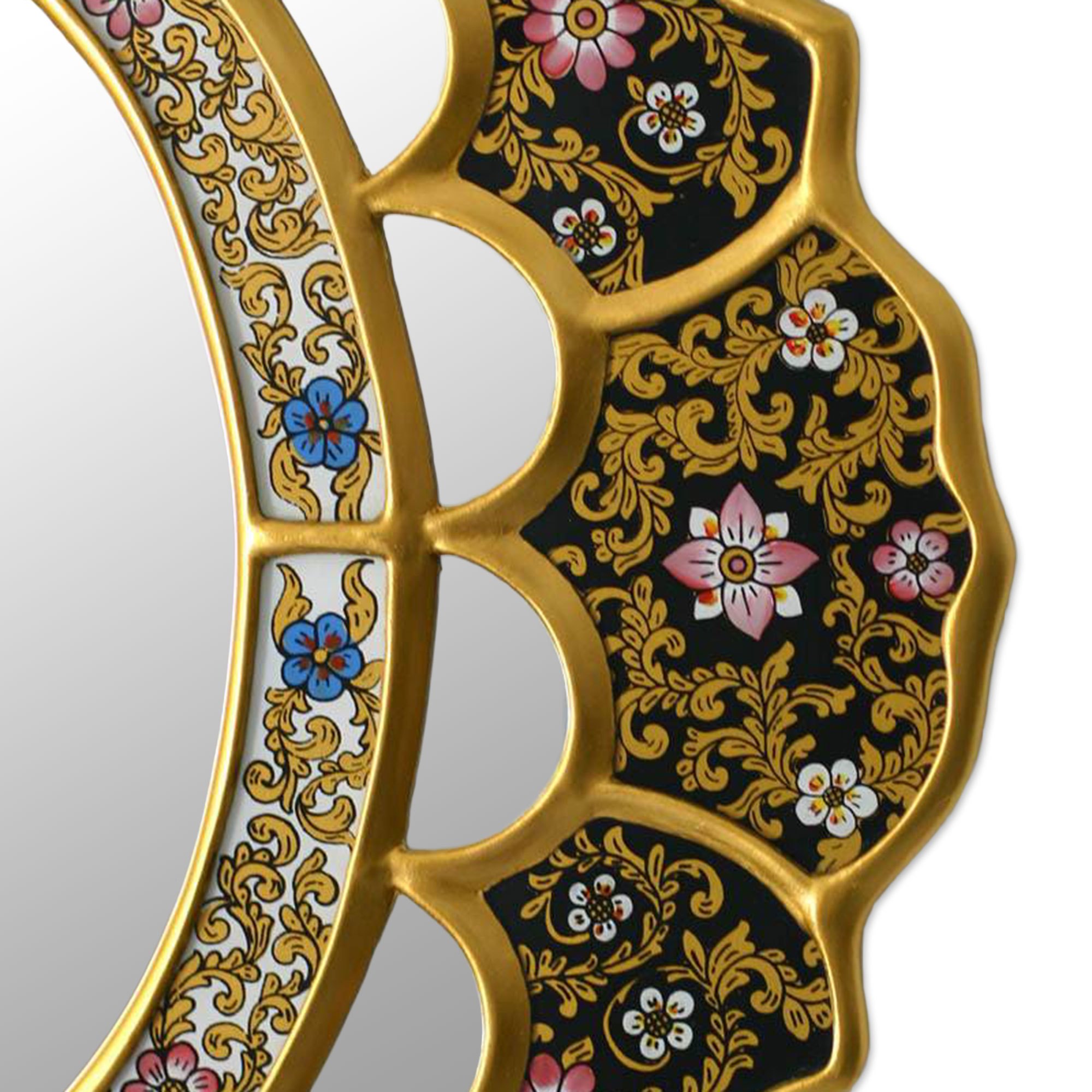 Hand Crafted Reverse Painted Glass Mirror Ebony Garden NOVICA