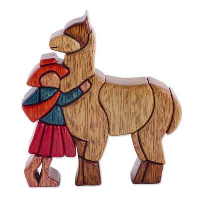 Escultura de cedro y caoba - Escultura en madera tallada a mano arte popular andino