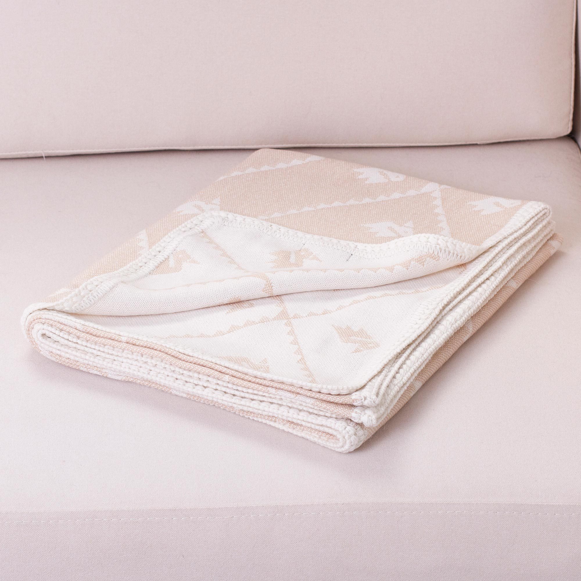 Alpaca Throw Blanket in White and Tan from Peru Inca Duck Dunes NOVICA