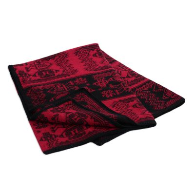 Alpaca blend throw blanket, 'Paracas Treasure' - Alpaca Wool Blend Original Throw Blanket