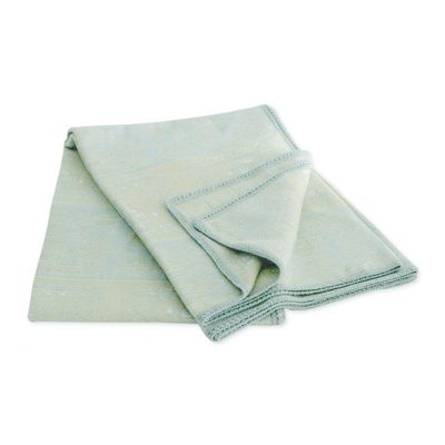 Alpaca blend blanket, 'Paracas Fantasy' - Alpaca Wool Blend Patterned Green Blanket