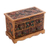 Wood and leather jewelry box, 'Antique Ivy' - Hand Crafted Tooled Leather and Wood Jewelry Box thumbail