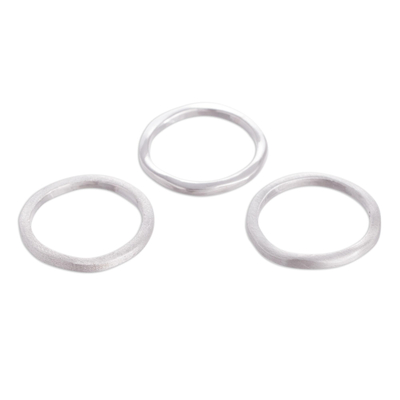 Sterling silver band rings, 'Sea Dance' (set of 3) - Peruvian Sterling Silver Stacking Rings (Set of 3)