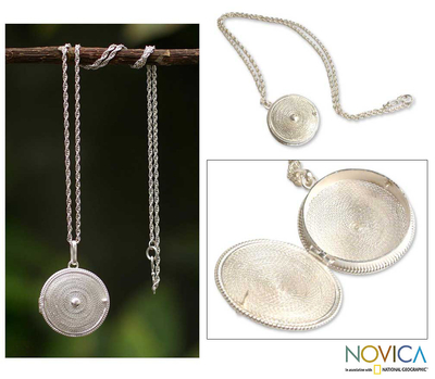 Silver filigree necklace, 'Precious Secret' - Artisan Crafted Peruvian Sterling Silver Locket Necklace