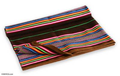 Woven throw blanket, 'Rainbows' - Wool Striped Lap Throw Blanket