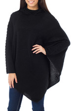 Alpaca blend poncho with hood, 'Eternal Magic' - Alpaca Wool Blend Poncho from Peru
