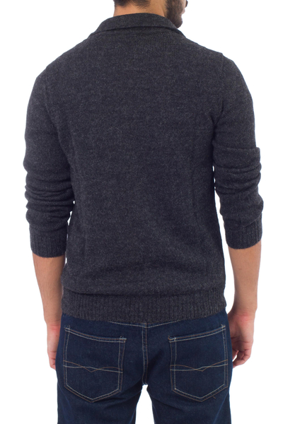 100% Alpaca Wool Grey Men's Pullover Sweater - Casual Gray | NOVICA