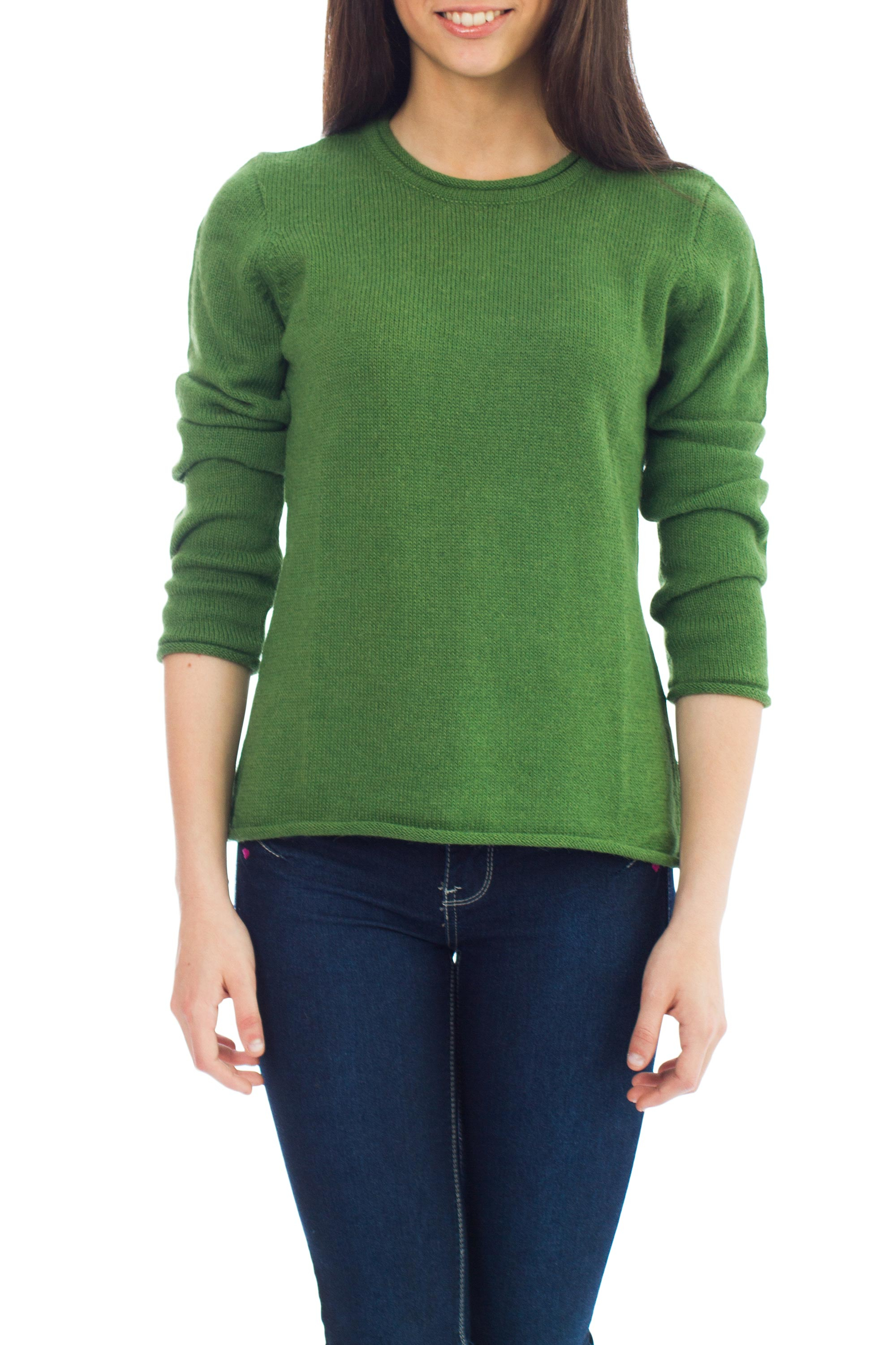 UNICEF Market | Fair Trade Alpaca Wool Pullover Sweater - Brillant Green