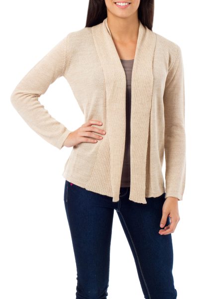 Alpaca blend sweater, 'Versatility' - Handcrafted Alpaca Blend Cardigan Sweater