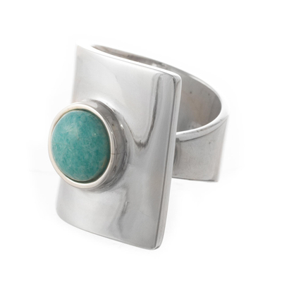 Amazonite cocktail ring, 'Wrap' - Handcrafted Silver and Amazonite Ring