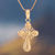 Gold plated filigree cross necklace, 'Cross of Faith' - Gold Plated Silver Filigree Cross Pendant Necklace (image 2) thumbail