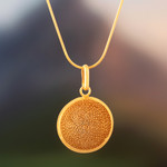 Gold plated filigree necklace, 'Coricancha' - Handcrafted Filigree Gold Plated Pendant Necklace
