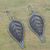 Silver filigree earrings, 'Autumn Leaf' - Hand Made Fine Silver Dangle Earrings (image 2b) thumbail
