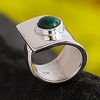 Anillo de cóctel con crisocola - Anillo de cóctel con crisocola