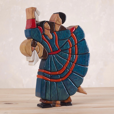 Escultura de cedro y caoba - Escultura de madera de caoba de danza y música