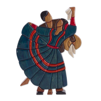 Skulptur aus Zedernholz und Mahagoni - Tanz- und Musikskulptur aus Mahagoniholz