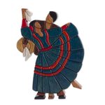 Cedar and mahogany sculpture, 'Dance of Romance' - Dance and Music Mahogany Wood Sculpture