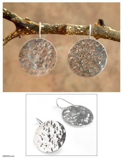 Silver dangle earrings, 'Moon Muse' - Silver dangle earrings