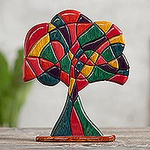 Artisan Crafted Fine Mahogany and Cedar Wood Tree Sculpture, 'Tree of Life'