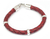 Men's braided leather bracelet, 'Bold Red' - Handmade Men's Leather Braided Bracelet with Sterling Silver thumbail