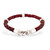 Men's braided leather bracelet, 'Bold Red' - Handmade Men's Leather Braided Bracelet with Sterling Silver (image 2d) thumbail