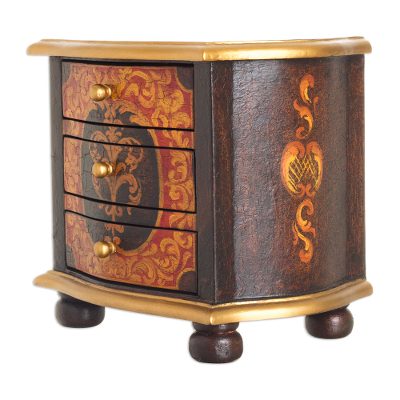 Cedar jewelry box, 'Antique' - Fair Trade Colonial Wood Jewelry Box