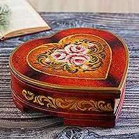 Cedar jewelry box, 'Timeless Love' - Women's Heart Shaped Handmade Cedar Jewelry Box