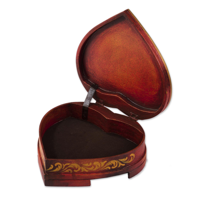 Cedar jewelry box, 'Timeless Love' - Women's Heart Shaped Handmade Cedar Jewelry Box