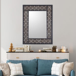 Mirror, 'Silver Blossoms' - Handcrafted Floral Wall Mirror