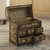Wood and leather jewelry box, 'Antique Green' - Colonial Hand Tooled Leather Jewelry Box Chest (image 2c) thumbail