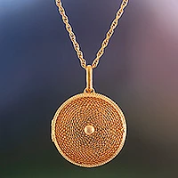 Gold plated locket necklace, 'Precious Secret'