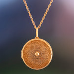 Gold plated locket necklace, 'Precious Secret' - Unique Gold Plated Locket Necklace