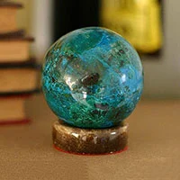 Chrysocolla sphere, 'Intuition' - Chrysocolla Sphere Sculpture from Peru