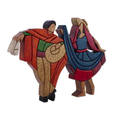 Escultura de cedro y caoba - Escultura de madera peruana hecha a mano