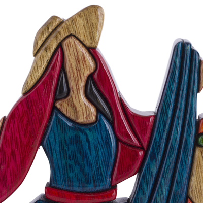 Cedar and mahogany sculpture, 'The Marinera Dance' - Hand Made Peruvian Wood Sculpture