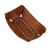 Leather catchall, 'Rectangular Essence' - Hand Tooled Brown Leather centrepiece with Decorative Iron S thumbail