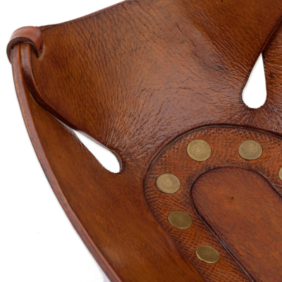Lederfangtasche - Handgefertigter dekorativer Catchall aus braunem Leder aus den Anden
