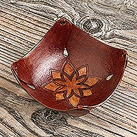 Leather catchall, 'Gothic Star'