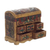 Leather jewelry box, 'Antique Tan' - Collectible Leather and Wood Jewelry Box (image 2e) thumbail