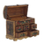 Leather jewelry box, 'Antique Tan' - Collectible Leather and Wood Jewelry Box (image 2f) thumbail