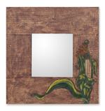 Leather mirror, 'Maize' - Leather mirror