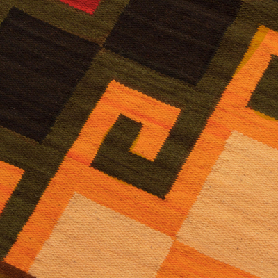 Wool rug, 'Fiery Hills' (2x2.5) - Collectible Hand Loomed Wool Area Rug (2x2.5)