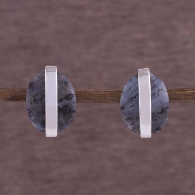 Marble button earrings, 'Sublime' - Marble button earrings
