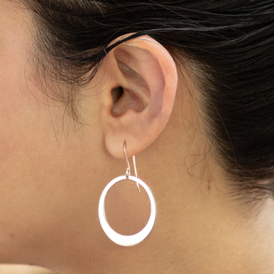 Sterling silver dangle earrings, 'Perfect Moon' - Unique Sterling Silver Dangle Earrings