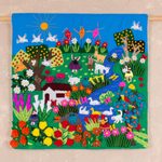 Applique wall hanging, 'A Spring Day' - Applique Wall Hanging Andean Folk Art