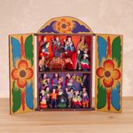 Wood retablo, 'Yawar Fiesta' - Folk Art Wood Retablo Sculpture from Peru