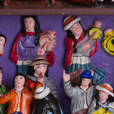 Retablo de madera - Escultura de retablo de madera de arte popular de Perú
