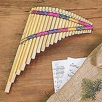 Bamboo panpipe, 'Andean Zampona' - Peruvian Bamboo Wind Panpipe with Case