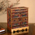 Wood and leather jewelry box, 'Happy Hummingbird' - Hand Made Colonial Leather and Wood Jewelry Box