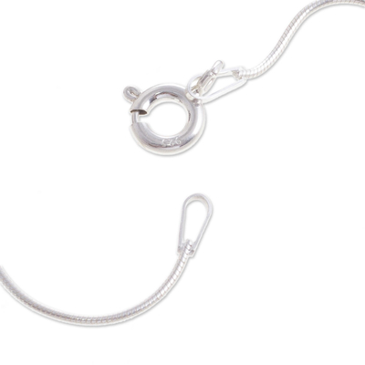 Collar de corazón de plata de primera ley - Collar de corazón de plata esterlina peruana hecho a mano 